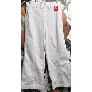 Spanx Large Petite Ecru Wash Seamed Front Wide Leg Pants NWT